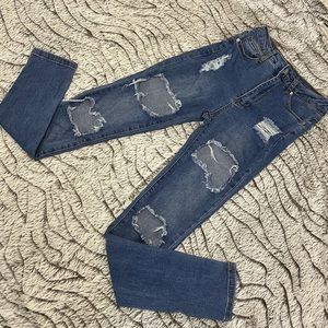 Blue Denim Ripped Jeans